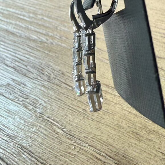 ADRIANA ORSINI New Rhodium Plated & Cubic Zirconia Linear Drop Earrings - Picture 5 of 6